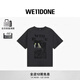 WE11DONE禮遇季25早秋中性男女同款貓咪海報印花圓領(lǐng)短袖T恤休閑 碳灰色 S