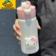 G.duck小黃鴨hellokitty迷你保溫杯女生可愛(ài)便攜泡茶水杯316不銹鋼容量 粉白+kitty公仔+凱蒂貓280ml
