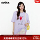 古由卡（GUUKA）純棉短袖情侶裝t恤衫女士夏季衣服2025新款寬松印花大碼顯瘦修身 淺紫色 M