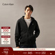 Calvin KleinJeans秋冬男士休閑運動(dòng)簡(jiǎn)約ck印花寬松抓絨拉鏈開(kāi)衫外套連帽衛衣 BEH-太空黑 S