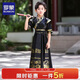 羅蒙兒童漢服套裝男童秋款新中式中國風(fēng)唐裝中秋節古裝演出服 黑色110