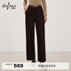 伊芙麗（eifini）蔣欣同款伊芙麗高質(zhì)感西裝褲羊毛呢料直筒褲子休閑褲2025冬季新款 咖啡 呢料九分西裝褲 S 80-105斤