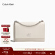 Calvin Klein【新年禮物】通勤單肩包荔枝紋包包金屬搭扣鏈條翻蓋CK女包斜挎包 GTR-牛乳白 OS