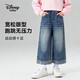 迪士尼寶寶（Disney Baby）女童牛仔褲兒童褲子中大童裝春季翻邊直筒闊腿寬松長(cháng)褲 深藍 160