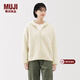 MUJI女式長(cháng)毛抓絨拉鏈連帽衫女外套長(cháng)袖25年冬季搖粒絨短外套女裝 象牙色 L （165/88A）
