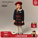 Teenie Weenie Kids 小熊童裝26年新款女寶寶拼接格紋長(cháng)袖連衣裙 藏青色 120cm