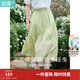 茵曼（INMAN）2025夏女新款A字半身裙復古時(shí)尚松緊腰遮肉顯瘦小個(gè)子中長(cháng)裙子 茶綠色 M