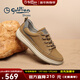 金利來(lái)（Goldlion）男鞋皮鞋男休閑鞋板鞋男磨砂休閑皮鞋運動(dòng)鞋男士皮鞋 土黃色 41
