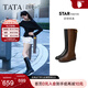 他她（TATA）明星同款超模靴騎士靴大筒圍顯瘦長(cháng)靴高筒加絨休閑靴7TGA8DG5 黑色（單里） 37