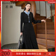 三彩若潮大碼女裝2025冬季新款假兩件連衣裙襯衫領(lǐng)長(cháng)袖高腰胖MM 經(jīng)典黑 2XL 175/100B