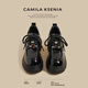 CAMILA KSENIA2025新款春秋季厚底皮鞋系帶森系松糕樂(lè )福鞋女 黑色 37
