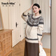 塔馳密司（touchmiss）品牌2026冬季費爾島孕婦套裝上衣冬裝加絨孕婦半身裙子 杏色毛衣 XL