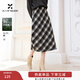 香影復古格紋黑白半身裙女2025冬季新款含羊毛通勤高腰后開(kāi)叉裙子 黑白 L 165/68A/110-125斤