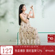 三彩【棲夏沐風(fēng)】2025夏季新款新中式印花寬松吊帶裙連衣裙女C 燕麥色花卉 S 155/80A