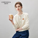 科蒙博卡2025秋冬新款100%羊絨衫女裝彩色紐扣開(kāi)衫外套圓領(lǐng)針織毛衣上衣 奶白色 M