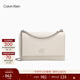 Calvin Klein【新年禮物】通勤單肩包荔枝紋包包金屬搭扣鏈條翻蓋CK女包斜挎包 GTR-牛乳白 OS