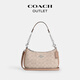 蔻馳（COACH）【新年禮物】奧萊女士女包經(jīng)典標志老花TERI單肩斜挎包麻將包 SV/沙黃色/灰褐色