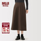 MUJI 女式橫豎彈力起毛寬擺裙長(cháng)半身裙裙子女裝 25年冬季 BE1XXC5A 棕色 XL (165/74A)
