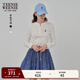 Teenie Weenie小熊女裝長(cháng)袖T恤2025秋季新款半開(kāi)襟溫柔時(shí)尚打底衫 象牙白 M