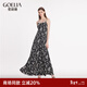 歌莉婭吊帶連衣裙黑白印花別致獨特氣質(zhì)長(cháng)裙1C2R4K64A 83D黑底米白山茶花印花 XL