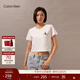 Calvin KleinJeans夏季女士活力少女感ck純棉字母印花潮流辣妹短款短袖T恤 YAF-月光白 XS