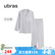 ubras流光滿(mǎn)印翻領(lǐng)短袖短褲套裝家居服睡衣女薄款舒適居家 【男款】長(cháng)袖長(cháng)褲-發(fā)呆小羊-灰 XL