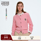 Teenie Weenie小熊針織開(kāi)衫女2025年秋季新款復古絞花多巴胺針織毛衣外套空調衫 淺粉色 S