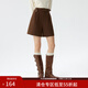 范思藍恩高腰短褲女冬裝新款韓版加厚設計感闊腿休閑褲14680 咖色 L