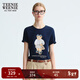 Teenie Weenie小熊女裝T恤2025夏季簡(jiǎn)約休閑粉色正肩圓領(lǐng)短袖 藏青色 L