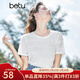 百圖betu女裝夏季新款T恤立體提花肌理寬松圓領(lǐng)短袖T恤女2304T12 米白 M