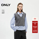 ONLY2025秋季新款針織馬甲兩件套翻領(lǐng)正肩長(cháng)袖襯衫女|125405012 C41藍風(fēng)鈴 M