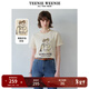 Teenie Weenie女裝春夏簡(jiǎn)約休閑手繪風(fēng)圖案合體圓領(lǐng)短袖T恤衫 卡其色 S (160)