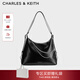 CHARLES&KEITH26春新品大容量鏈條單肩托特包雙肩包情人節禮物CK2-40782798 Noir黑色 L