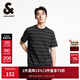 杰克·瓊斯（JACK&JONES）春季新款字母刺繡經(jīng)典條紋日常休閑百搭常規短袖T恤男裝225101055 E40黑色 常規 S