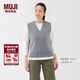 MUJI女式 米蘭諾羅紋編織 背心 針織女裝上衣馬甲25年冬季 BA1QPA5A 淺灰色 M (160/84A)