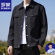 羅蒙（ROMON）夾克男春秋外套長(cháng)袖上衣中青年翻領(lǐng)商務(wù)大碼男裝 黑色 XL
