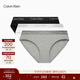 Calvin Klein內衣女士三條裝經(jīng)典提花腰邊ck舒適棉質(zhì)微彈性感比基尼三角內褲女 MP1-太空黑/椰青灰/月光白 3條 M 尺碼偏大，建議拍小一碼