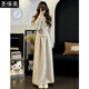 圣保美秋冬季毛衣針織連衣裙女裝2026新款高級感韓系穿搭長(cháng)裙子兩件套裝 米杏色套裝 S