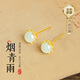 GLTEN翡翠銀耳釘女耳飾墜環(huán)小眾新款生日情人節禮物新年送女友老婆媽媽