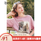 百圖betu女裝夏季新款T恤印花圖案短袖寬松百搭T恤上衣女2404T32 粉紅 M