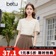 百圖betu女裝春夏新款襯衫法式溫柔肌理圓領(lǐng)短袖雪紡襯衫2402T54 淺杏色 XS