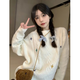 尤克達蒂（yookdd）毛衣女秋冬季ins風(fēng)復古可愛(ài)套頭針織衫慵懶寬松百搭套頭外穿上衣 米白色 均碼 【建議80-120斤】