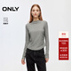 ONLY2025秋季新款舒適親膚兩側捏褶修身彈力長(cháng)袖T恤女|125302032 G47 淺花灰色 M