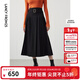 朗姿法式氣質(zhì)曠野美拉德百褶裙冬季新款顯瘦裙子職業(yè)中長(cháng)款半身裙女 黑色 S