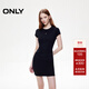 ONLY2025秋季新款金屬裝飾收腰捏褶短裙T恤裙連衣裙女|125161021 H1Z黑色 M