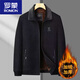 羅蒙（ROMON）爸爸外套加絨加厚棉服翻領(lǐng)中老年人冬裝夾克男中年男士冬季棉衣 黑藍色-翻領(lǐng)加絨款 2XL 185適合130-145斤