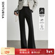 尚都比拉颯美利落氣質(zhì)通勤OL顯瘦時(shí)髦復古高腰顯瘦微嗽長(cháng)褲加絨加厚闊腿褲 134K52218黑色（加絨） M