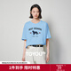 初語(yǔ)可愛(ài)小狗字母印花圓領(lǐng)寬松純棉T恤女2025夏季新款休閑上衣 天藍色-小狗 XL