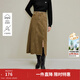 茵曼2025秋冬女裝新款復古毛邊開(kāi)叉水洗牛仔半身裙高腰顯瘦A字裙 深咖色 M