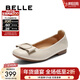 百麗（Belle）氣質(zhì)方扣平底便鞋女商場(chǎng)同款羊皮軟底單鞋E3W1DCQ5 米白 37 (235mm)